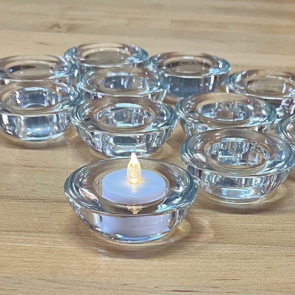 Lot of 12 IKEA Clear Glass Votive Tealight Candleholders, 3" x 1.5" - Picture 5 of 5